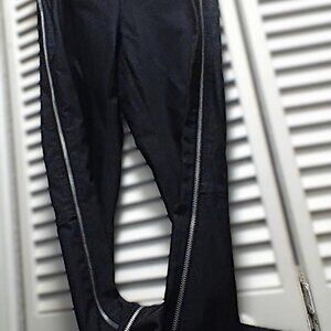 Freeship Cache Black side zip pants stretch but glossy like sharkskin material